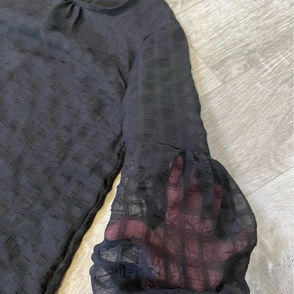 InWear Copenhagen Black Sheer Tiered Babydoll Dress, Balloon Sleeves, Size 4 - Picture 12 of 16